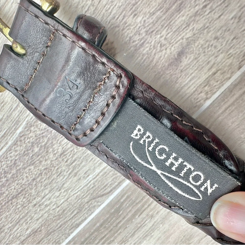 Brighton Men’s Classic Woven Braided Dark Brown Leather Belt | Size 34